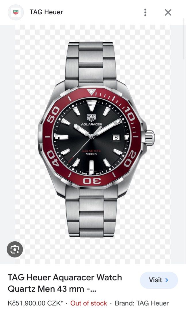 TAG Heuer Aquaracer 300M Red Bezel 43mm Men s Watch WAY101B.BA0746