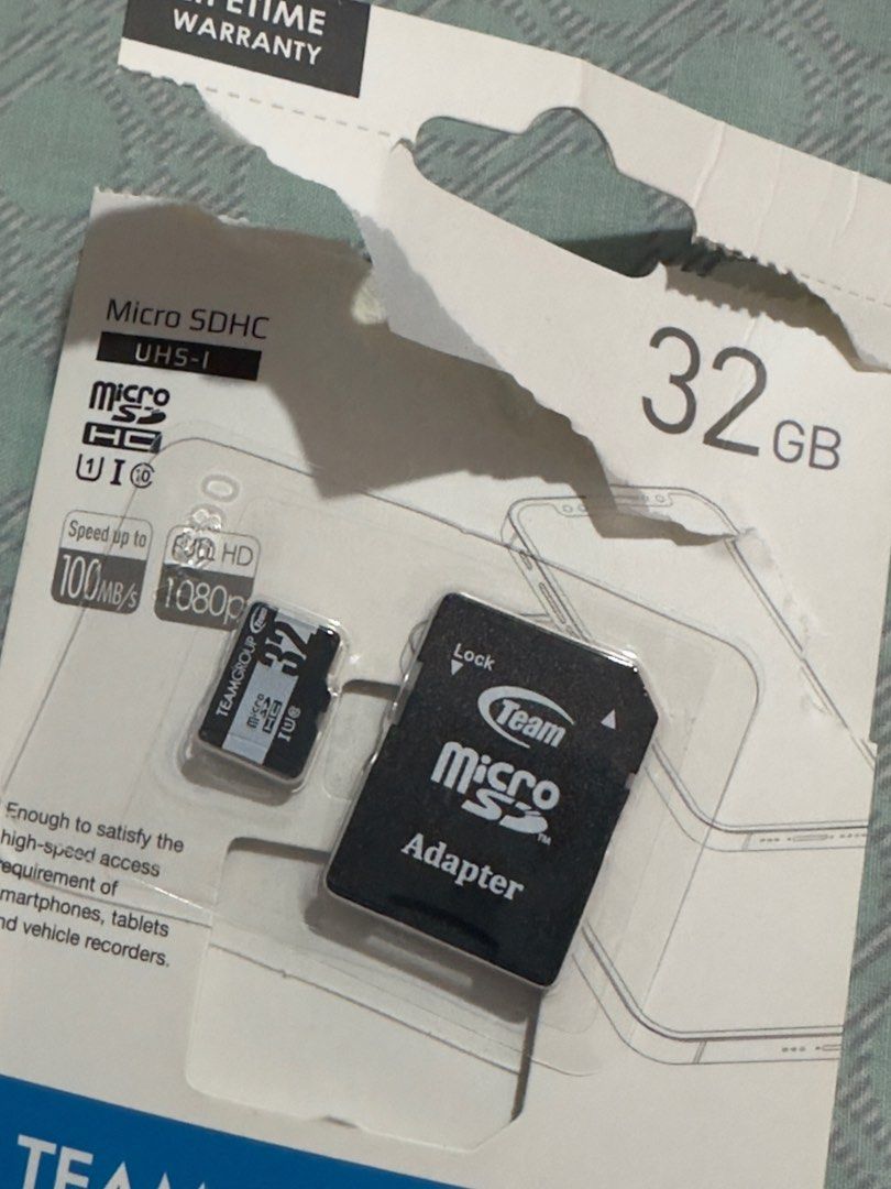 TEAMGROUP Teams 32gb SD MEMORY CARD (Category: Memory & SD Cards) located in Marikina City. Submitted by lunaisse (Listing ID 1287209736, Image 1). Description: - bought originally from octagon with warranty just now - not compatible with the digicam i have - can sdd around metro manila - can meetup espana morayta or taft - 32gb micro SDHC - 100 mb/s speed - full hd 1080p.