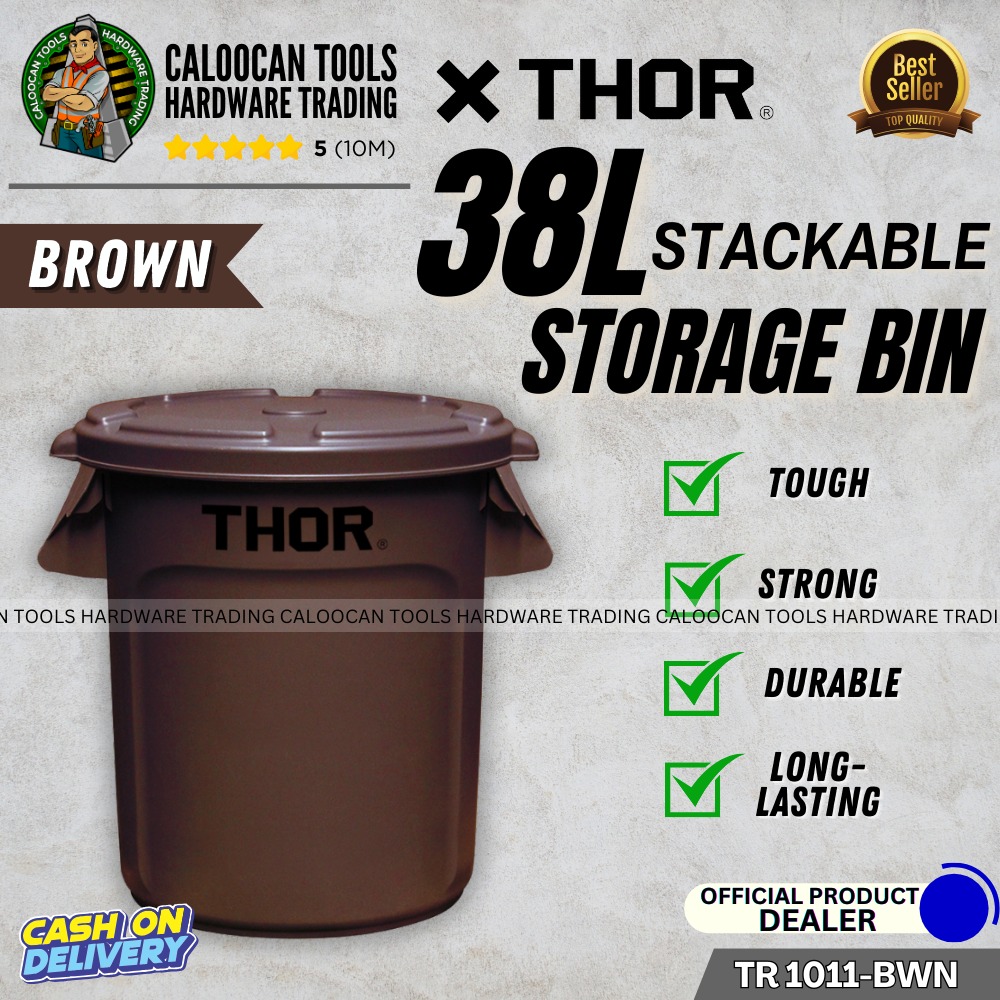 THOR 38L Stackable Storage Bin with Lid (TR 1011-BWN), Commercial ...