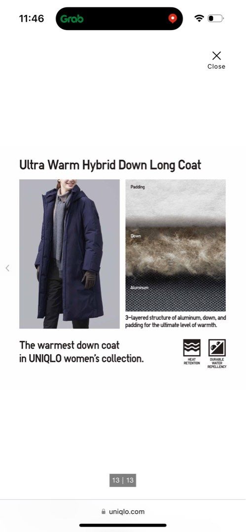 UNIQLO ULTRA WARM HYBRID DOWN LONG COAT