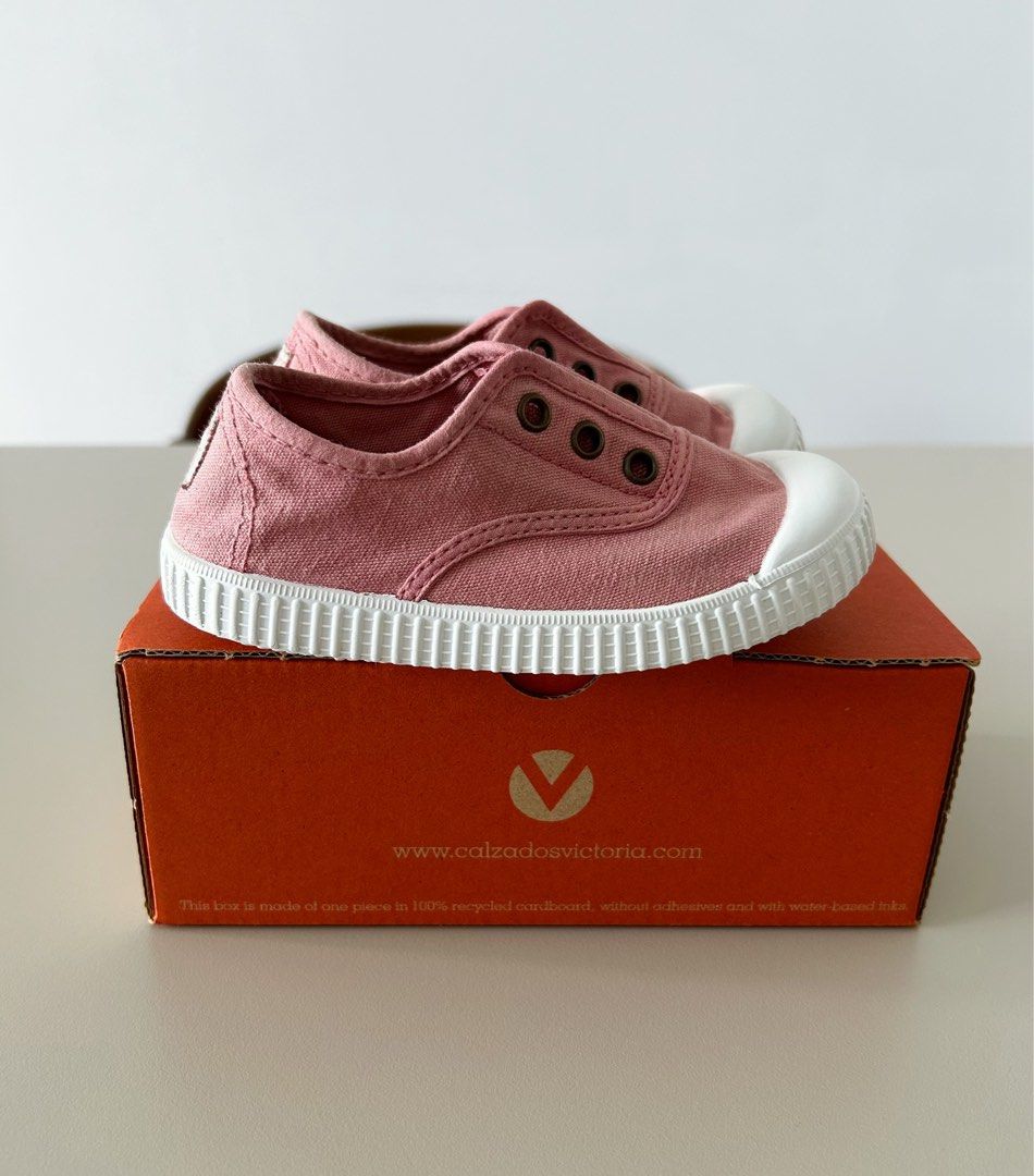 Victoria Kids Laceless Slip Ons Plimsoll Toddler Children Shoes Canvas Trainers Sneakers Nude Pink Red Rose 25 Retail Price 79