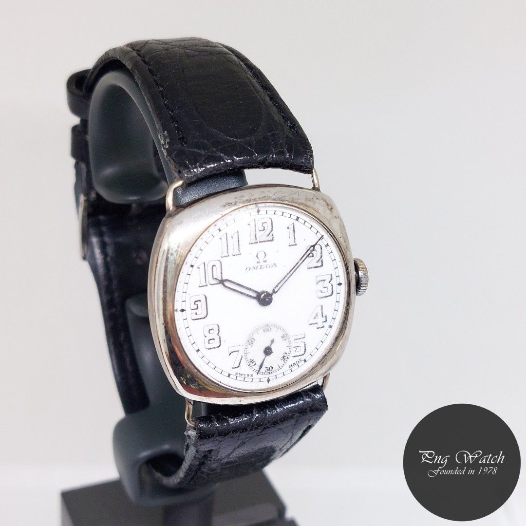 Vintage 30mm White Dial Silver Case Omega Cushion Timepiece Circa 1934