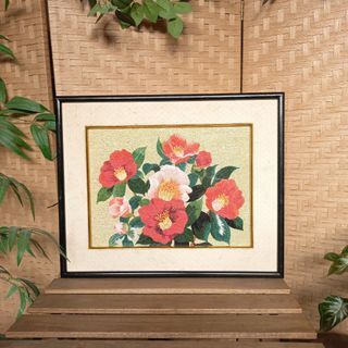 Vintage framed embroidery 43 x 53 cm