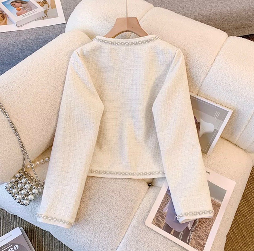 White tweed clearance coat