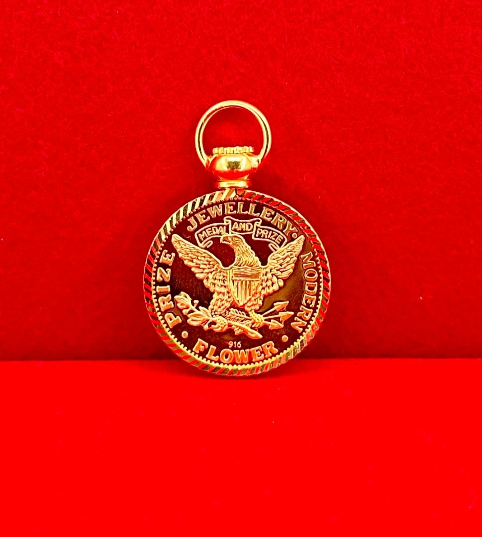 Gold eagle coin pendant discount