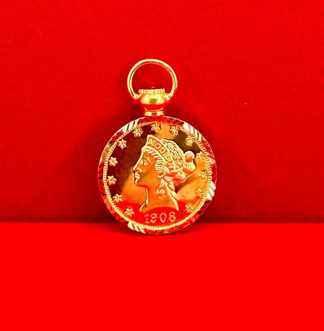 Gold eagle coin pendant sale