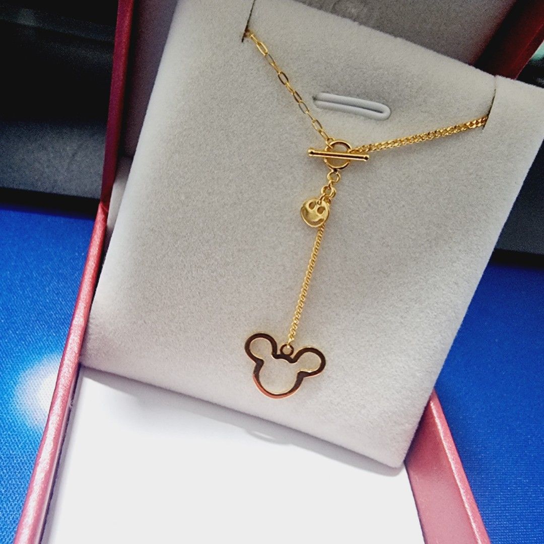 Gold mickey necklace sale