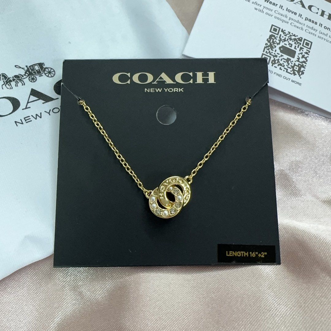 現貨包郵❤️有單Coach 蔻馳Gold Interlocking Open Circle Pearl