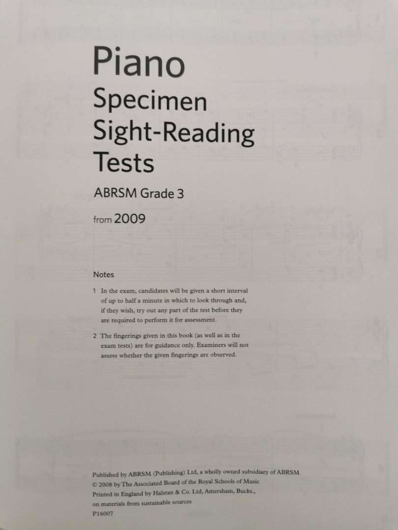 Piano Specimen Sight-Reading Tests Grade 1 ABRSM, Spartiti, Inglese
