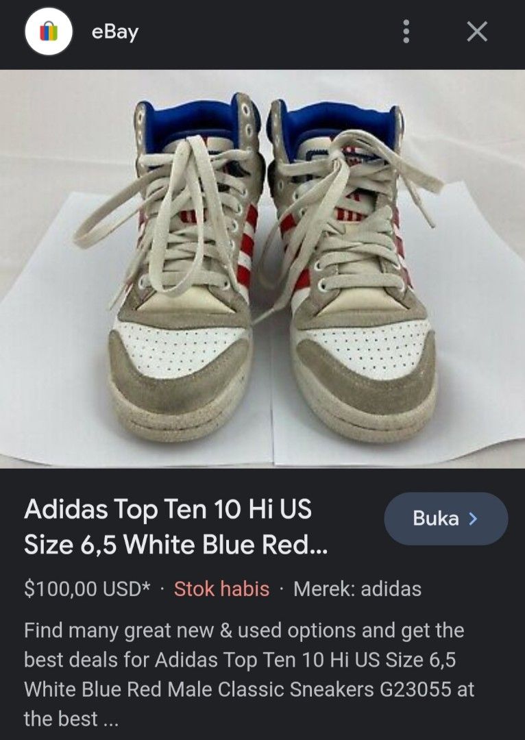 Adidas Top Ten Hi NBA, Fesyen Pria, Sepatu , Sneakers di Carousell