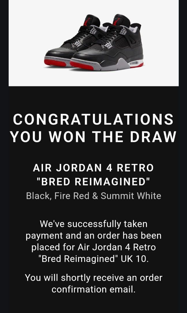 Air Jordan 4 Bred Reimagined US 10.5 Men s Fashion Footwear
