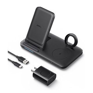 Anker Foldable 3-in-1 Wireless Charging Station with Adapter, 335 Wireless Charger