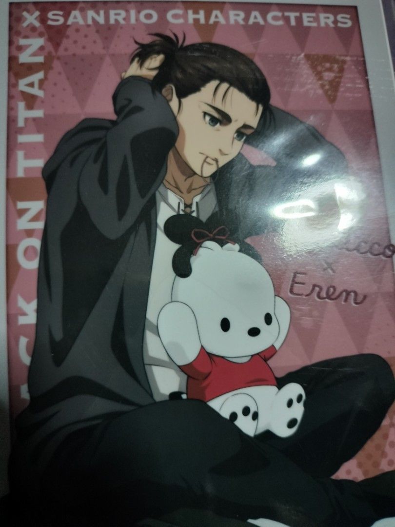 Attack On Titan Eren Sanrio Postcard (Category: Art & Prints) located in Caloocan City. Submitted by MovesLikeJeager (Listing ID 1287519808, Image 3). Description: Pochacco x Eren Attack On Titan Sanrio collaboration postcard (official) Brand new No issues Pm if interested.