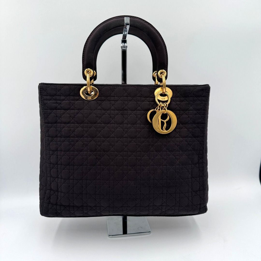 Authentic Dior Lady Dior Large Dark Brown Bag Luxury Bags