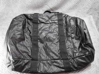 Black Zipper Leather Duffle Bag
