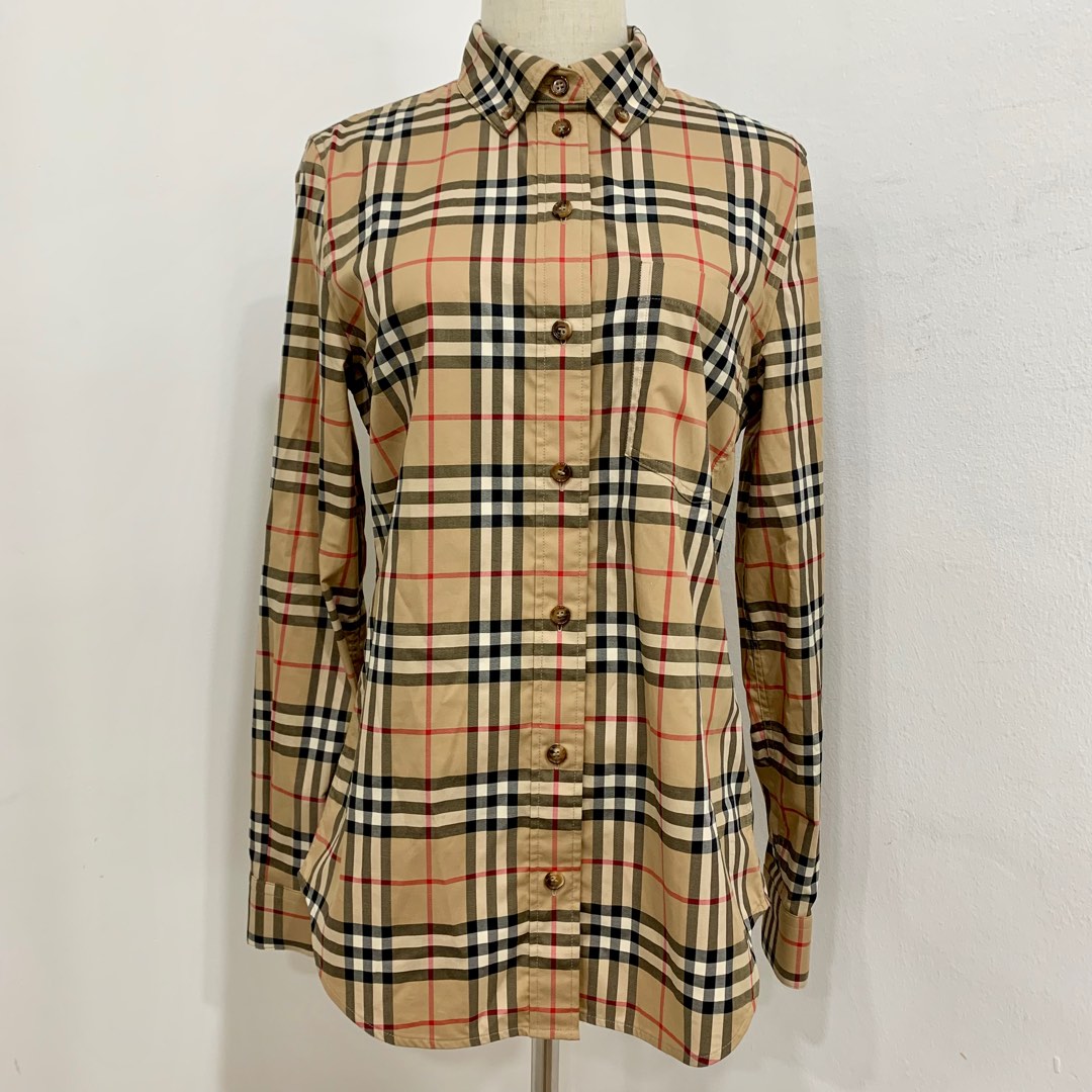 BURBERRY CHECKED BUTTON UP LONG SLEEVE SHIRT 247007645 Luxury