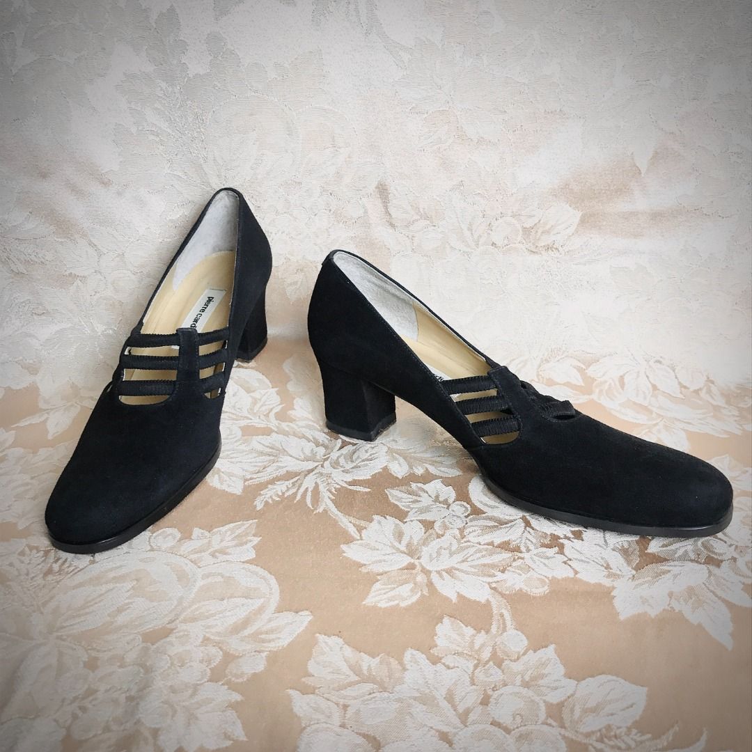 CARDIN FRENCH VELVET MILITARY HEEL Elasticated Midnight Velvet