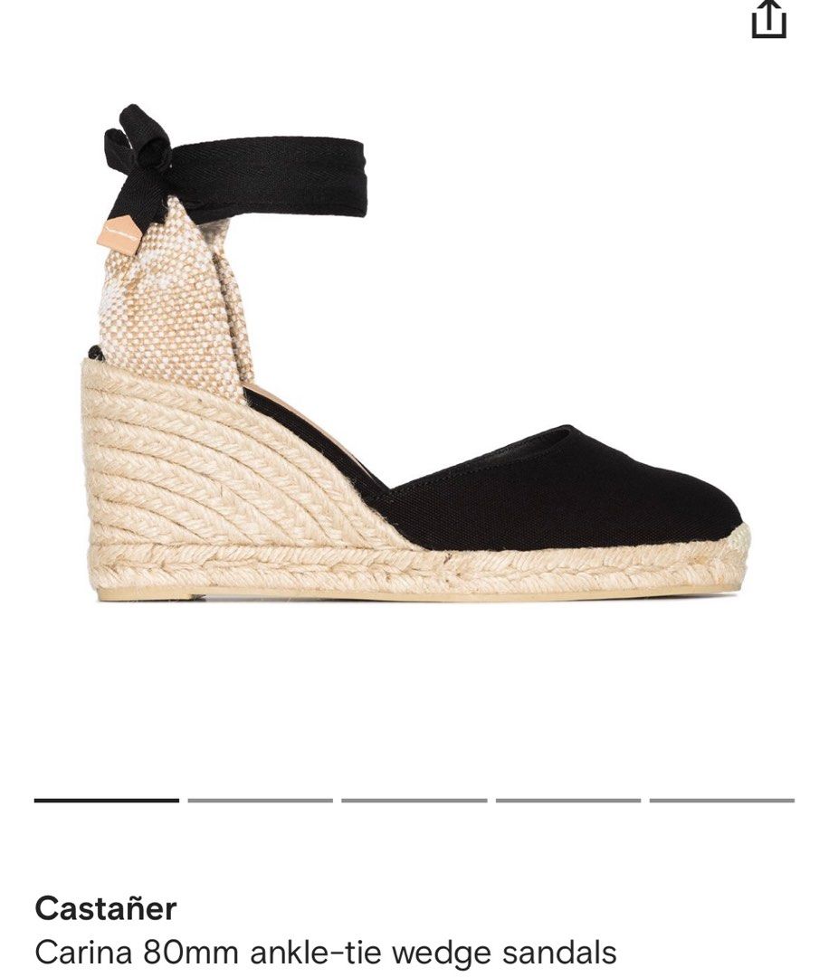 Castañer black carina 8 ankle tie wedge sandals on sale