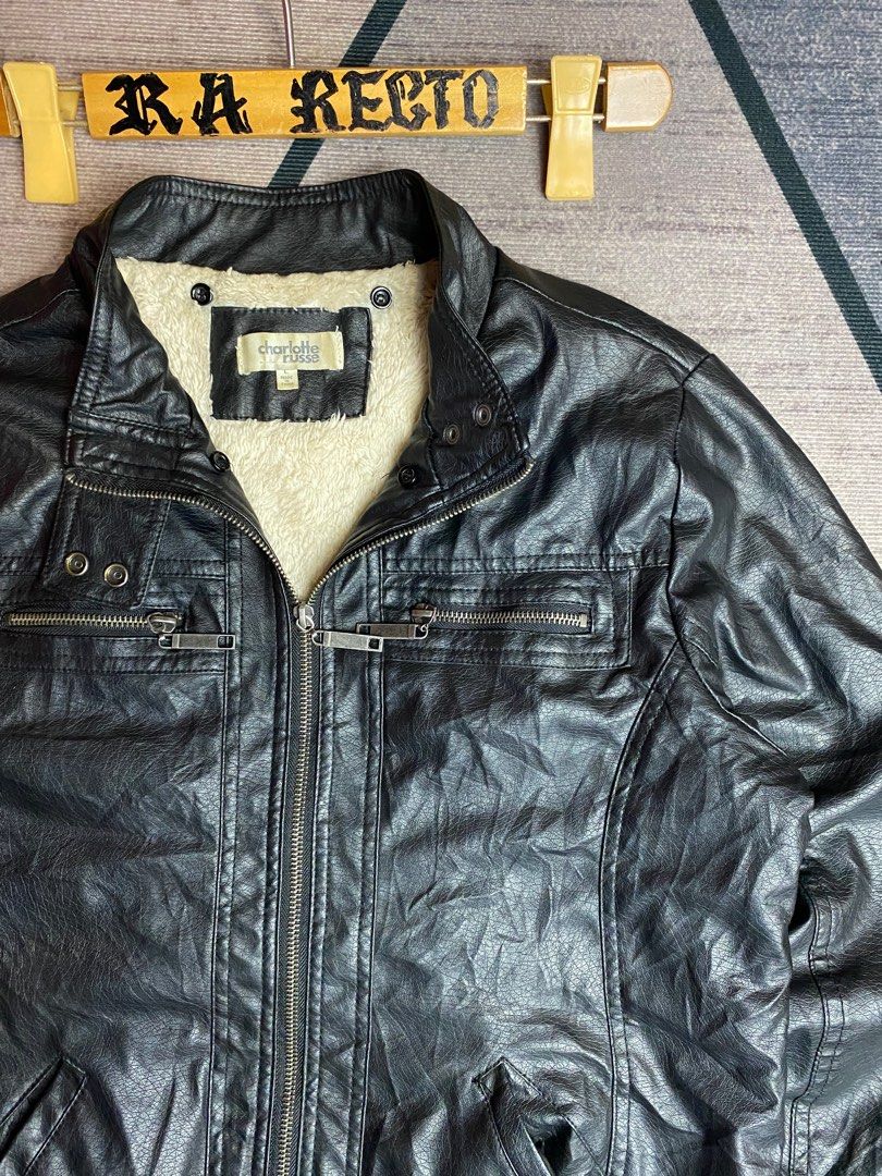 Charlotte Russe Faux Leather Outer Shell Black Coats Jacket Motor Jacket