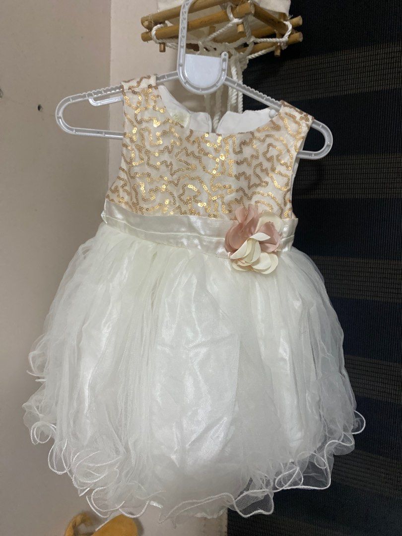 Cinderella Dress (Category: Babies & Kids Fashion) located in Manila. Submitted by declutterwidme (Listing ID 1287495165, Image 2). Description: Fits 12M No issue Almost new Used once only Twilly Sequnce beads are complete and intact.