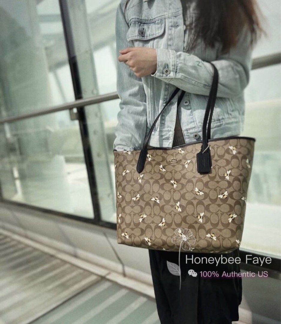 Coach bee print tote discount