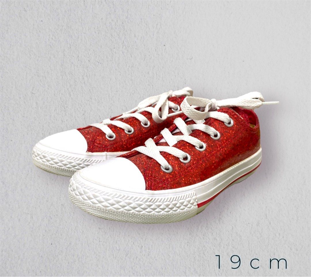 Red glitter converse kids top