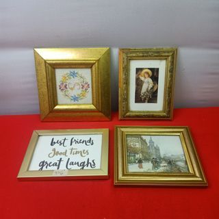 F220 Home decor 3.5"x3.5" to 6"x4" wall art in resin gold frame from the UK for 225 each