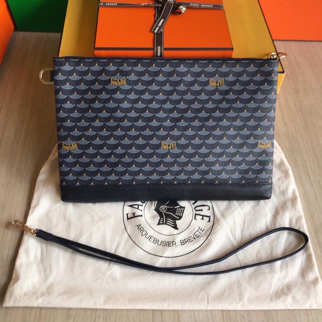 Faure Le Page Authentic Blue Pochette Zip 29 Canvas Monogram Clutch Barang Mewah Tas Dompet di Carousell