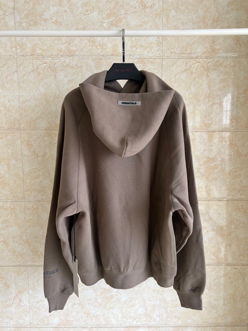 Fear of God Essentials Pullover Hoodie Applique Logo Taupe Carousell