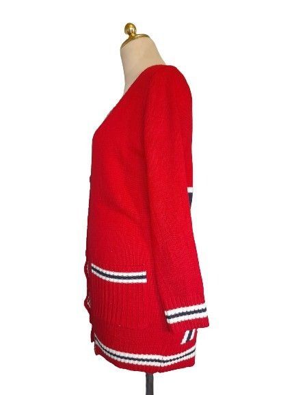 Sale Harga Nett Knick Knack Rajut Knit Vneck Cardigan Red Merah Motif 