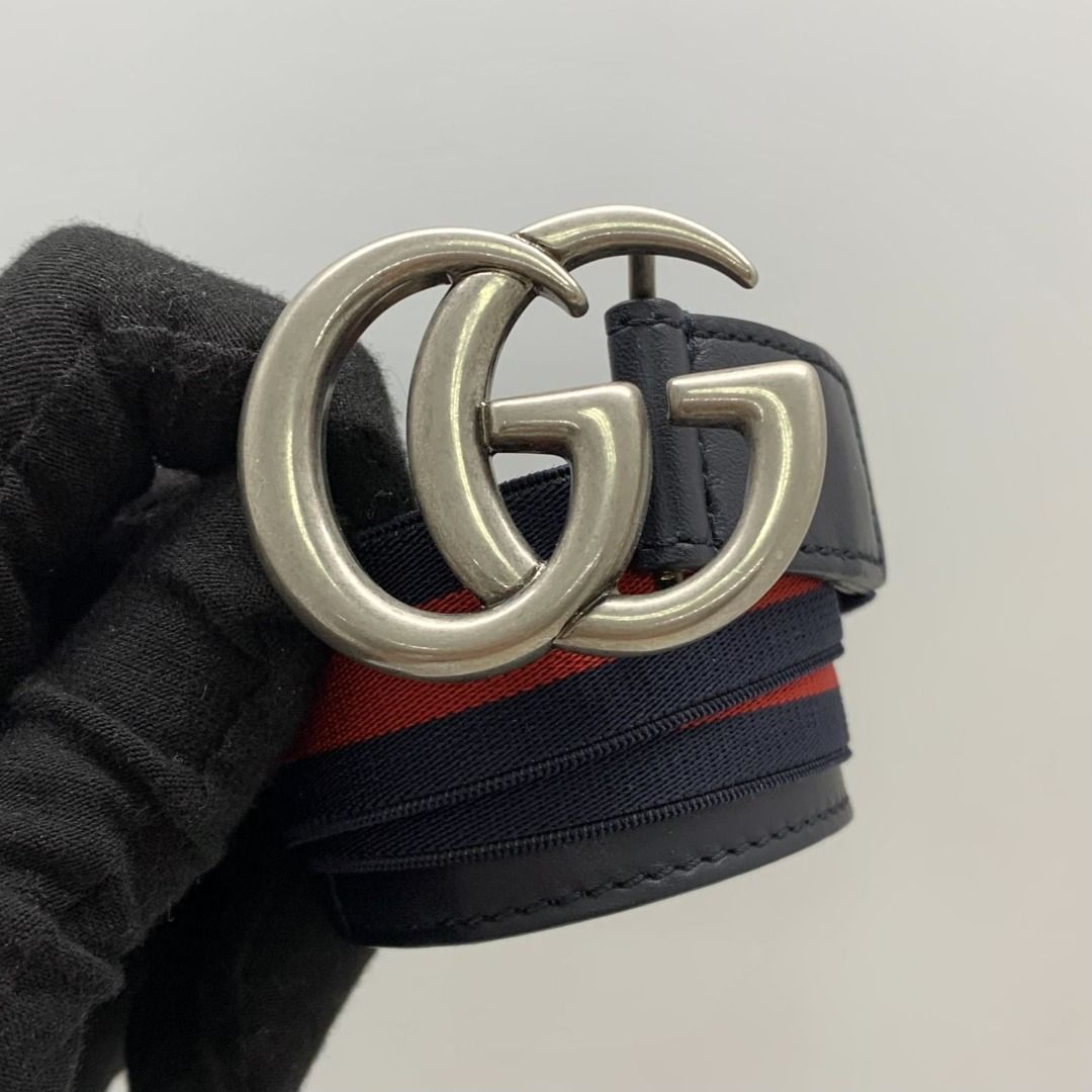 GUCCI 432707 BLUE AND RED MARMONT BELT 247004584 HM Women s Fashion Watches Accessories Belts on Carousell