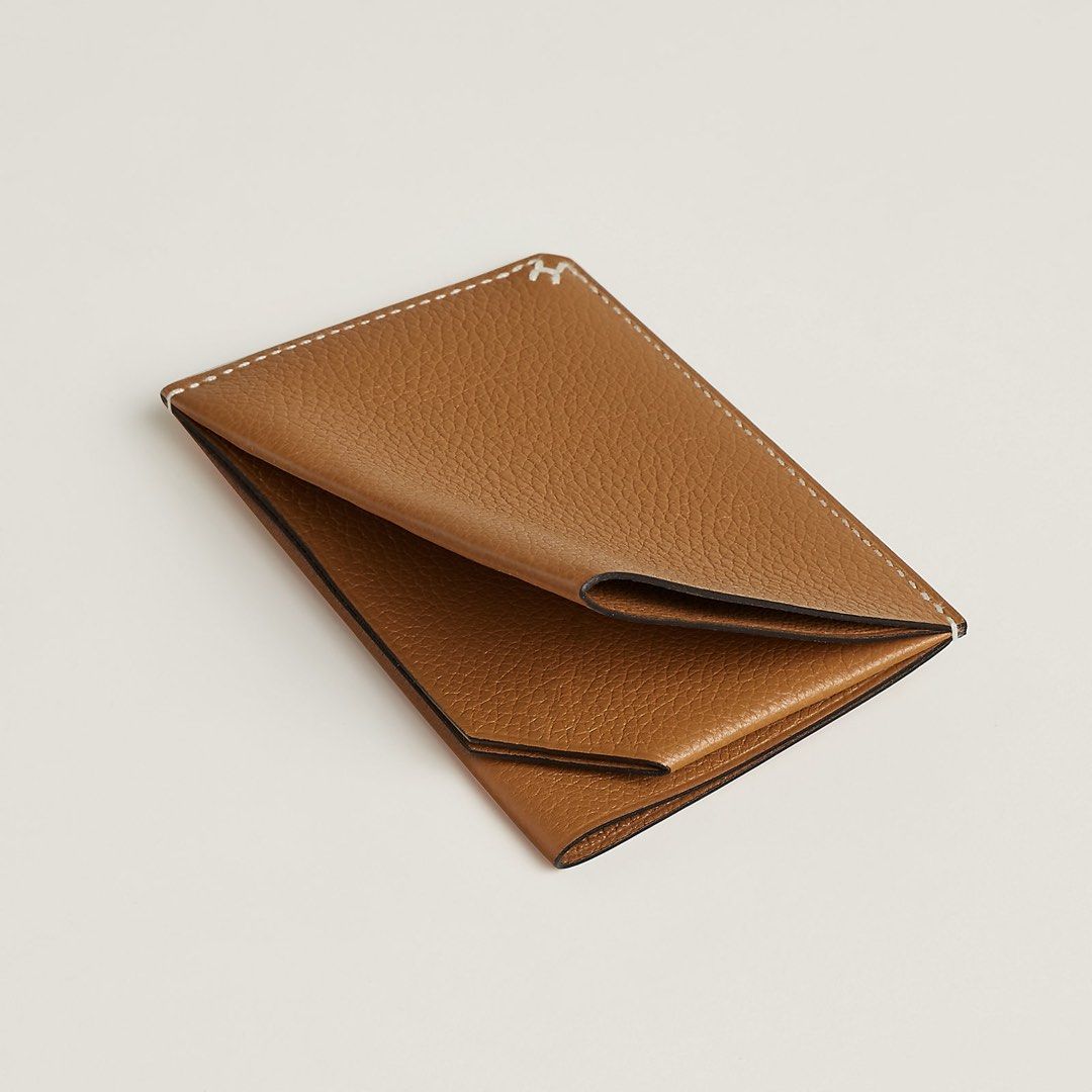 Hermes H Sellier Card Holder Gold Porte Cartes not Portfeuille Kelly Constance Birkin Mini Lindy Evelyn Garden Party Wallet Rodeo bag calvi case cardholder celine loewe lv dior chanel