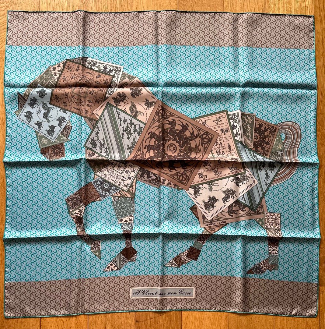 Hermes silk scarf 90 - A Cheval sur Mon Carre, Luxury