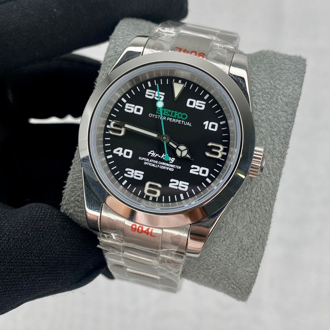 Item : seiko mod oyster air king black dial nh35 automatic watch 