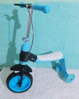 Kids Tricycle 2 in 1 Toddler Balance Bike Scooter Blue