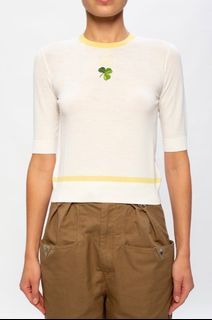 Loewe Logo Clover Embroidery Knit Cut And Sew Pullover Short Sleeve