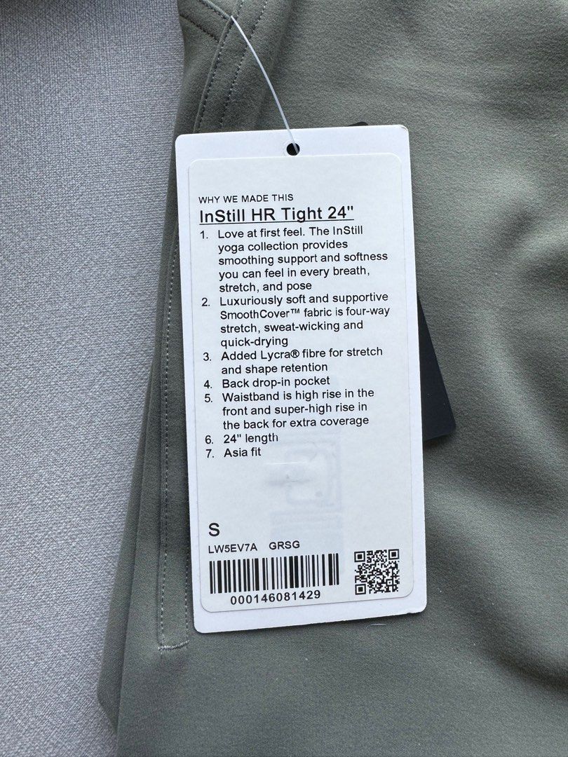 Lululemon InStill High-Rise Tight 24 *Asia Fit Grey Sage, Women's Fashion,  Activewear on Carousell