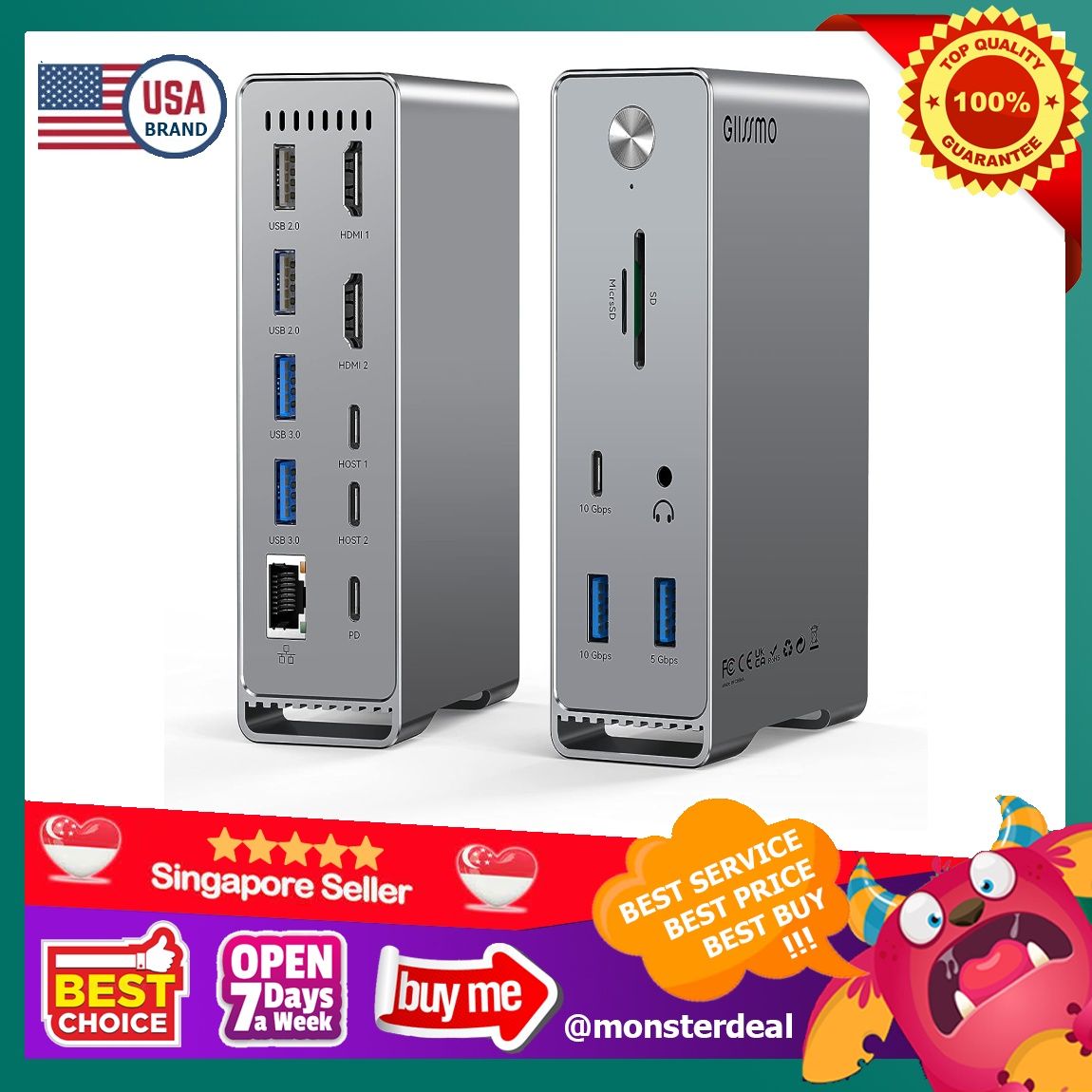 GIISSMO Macbook Pro/Air 14-IN-2 USB C MacBook ドッキング