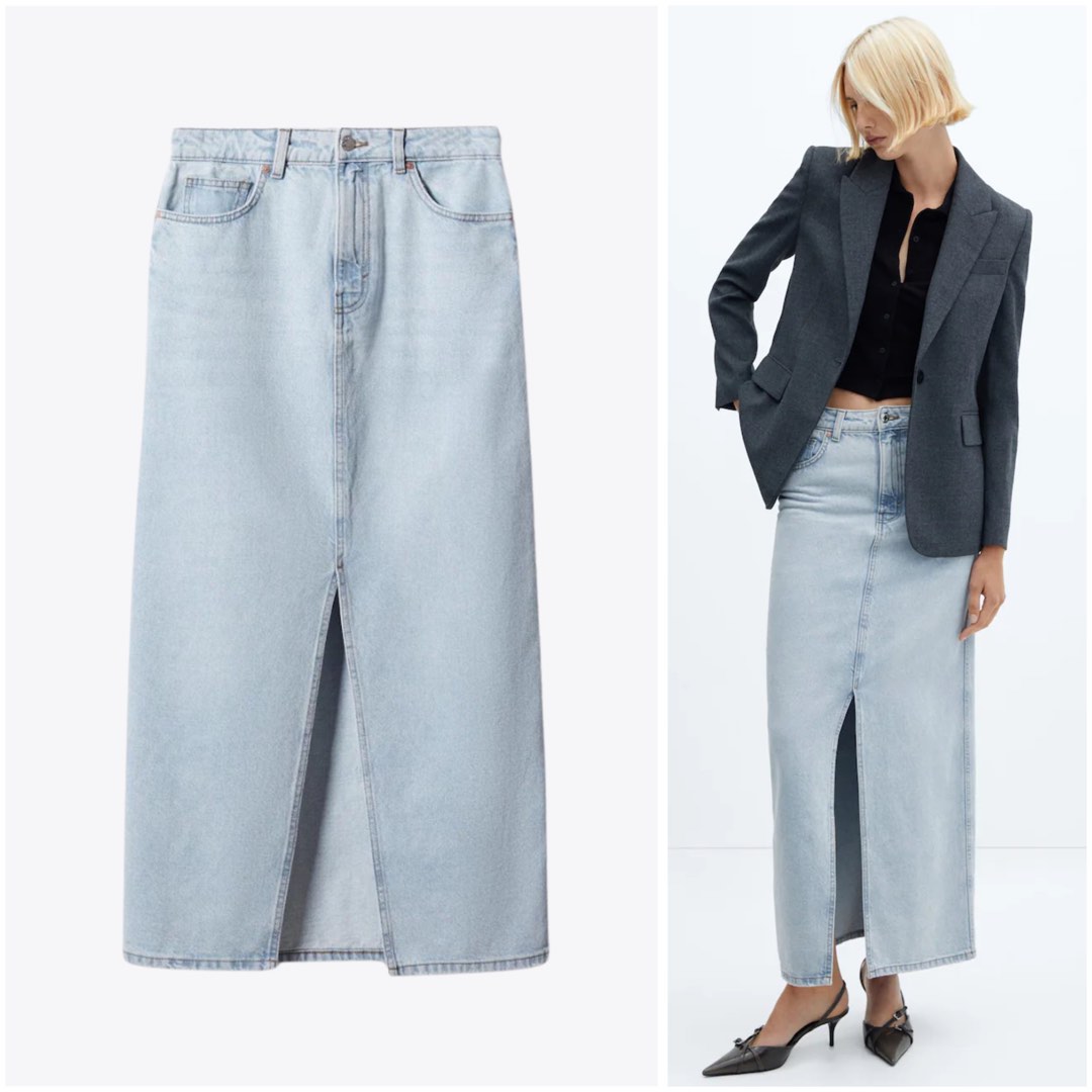 Mango denim midi skirt best sale