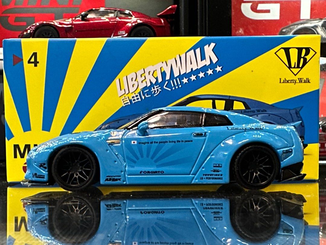 MINI GT 4 LB WORKS Nissan GT-R (R35) Light Blue Type 1, Rear Wing