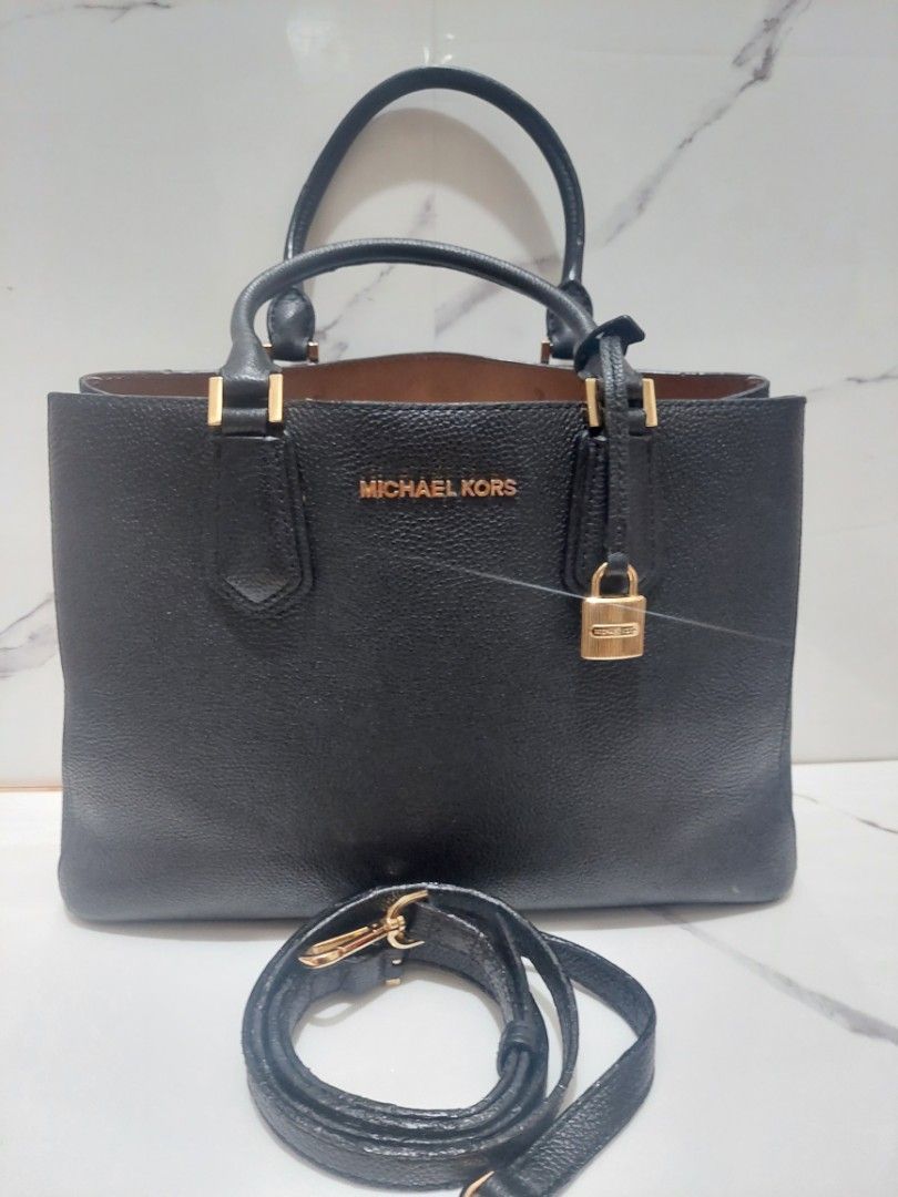Mk adele medium black saffiano
