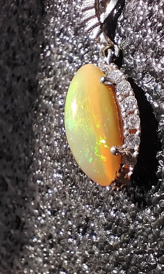 Natural yellow fire opal pendant sterling silver Women s Fashion Jewelry Organizers Necklaces on Carousell