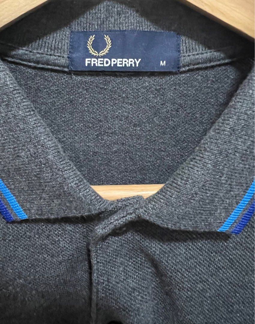 New Authentic Fred Perry Mens Twin Tipped Dark Grey Blue lining