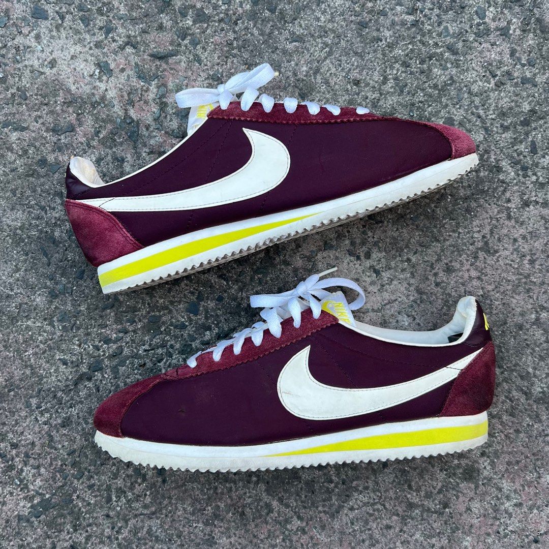 Nike Classic Cortez Nylon Burgundy White Yellow Men s Fashion