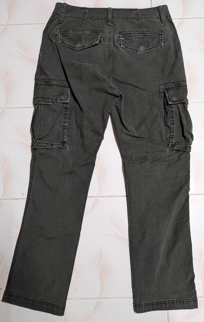 Old Navy High Rise Tie Belt Cargo Straight Ankle Pants Black Women's X -  beyond exchange