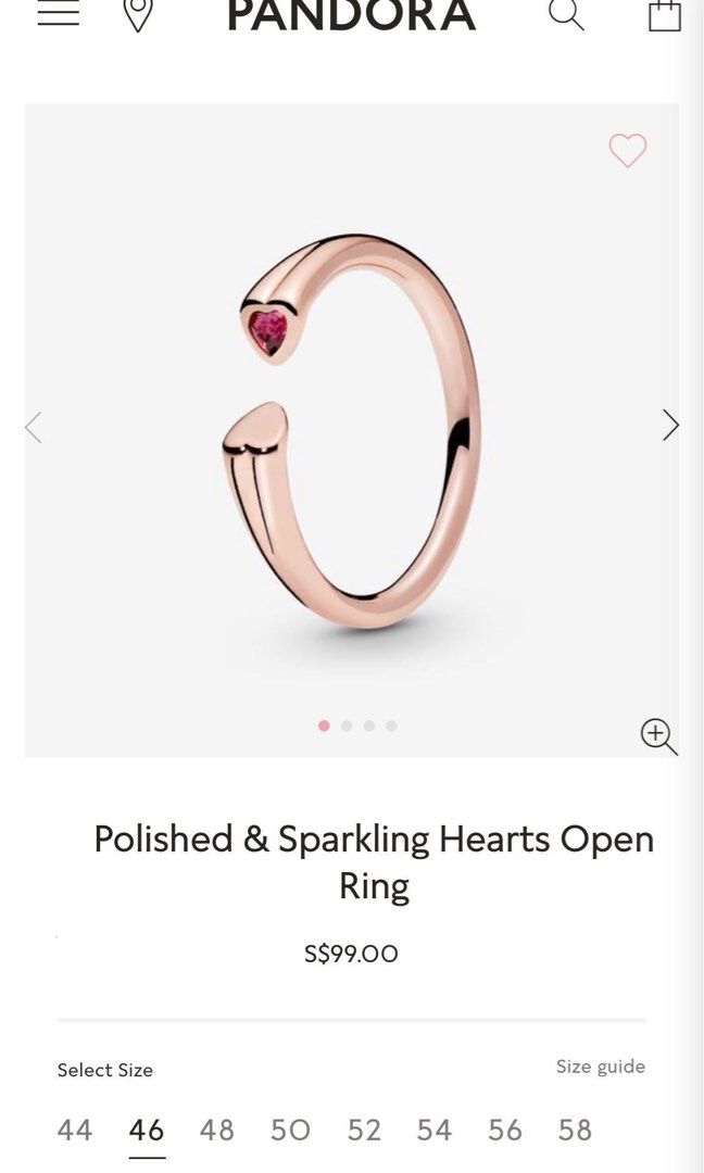 Polished and sparkling store hearts open ring