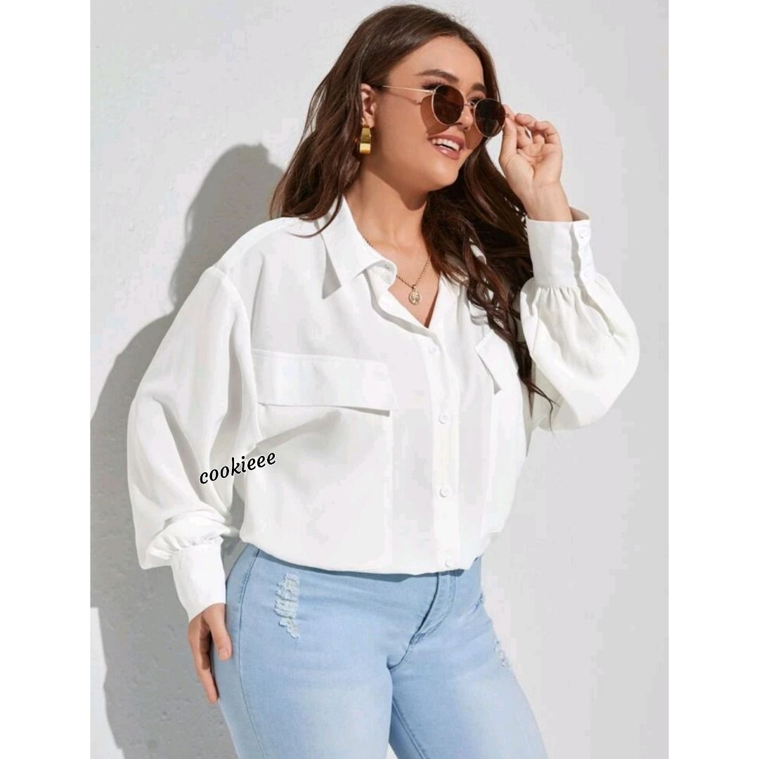 White formal top plus size top