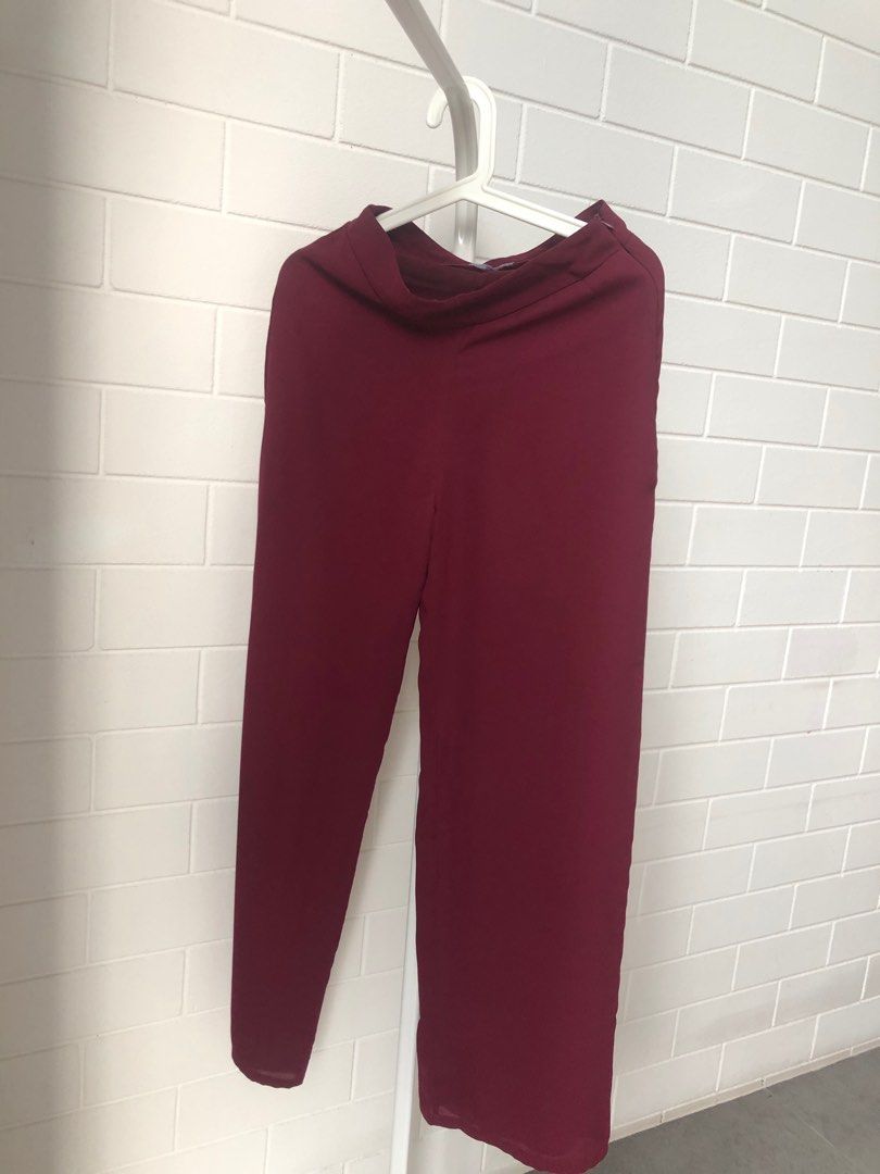 Maroon pants, Women's Fashion, Bottoms, Other Bottoms on Carousell