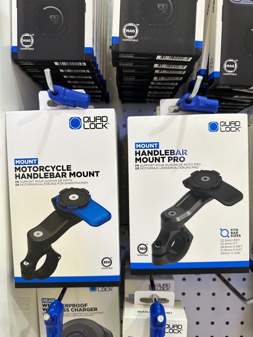 Quad Lock Handlebar mount (Category: Bicycles) located in Pasig City. Submitted by techpartnerph (Listing ID 1287611681, Image 1). Description: Original, Brand-new, and sealed 5 days store warranty and 1 year Quad Lock warranty Cash on delivery (up to 2k)/ Bank transfer/ Gcash/ Credit Card We accept credit card payments (SRP prices) - Straight (any Visa or MasterCard) - Instalment (BDO/ Metrobank/ BPI/ EWB CCs only) Same day delivery: Grab/ Lalam