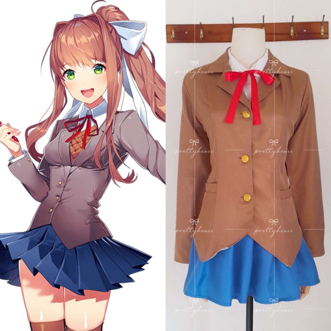 Size L-XL . Doki Doki Literature Club DDLC School Uniform Cosplay Costume  Only Monika Natsuki Sayori Yuri, Women's Fashion, Dresses & Sets, Sets or  Coordinates on Carousell